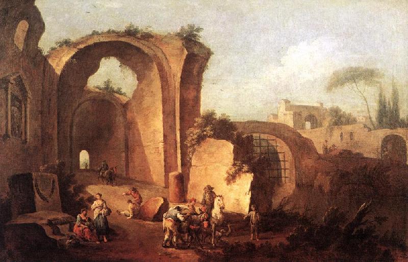 ZAIS, Giuseppe Landscape with Ruins and Archway Sweden oil painting art